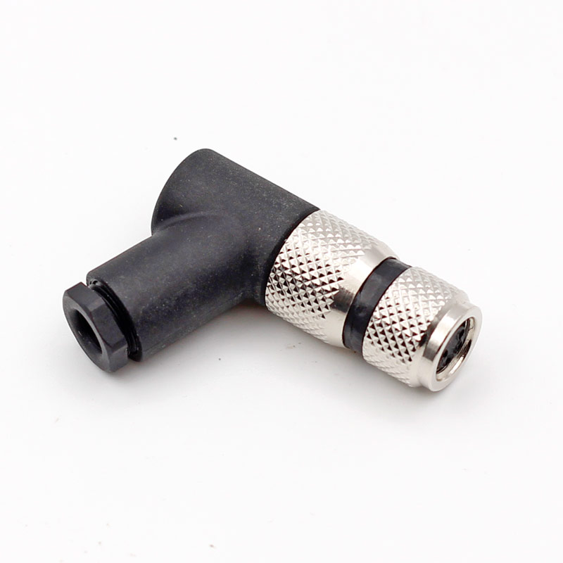 Elecbee M8 A-Coded 3-Pin Right Angle Connector - Female IP67 Screw Term